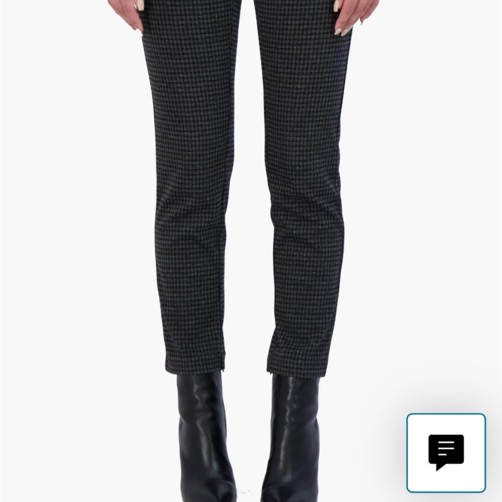 Women's Black Checkered Straight Leg Pants